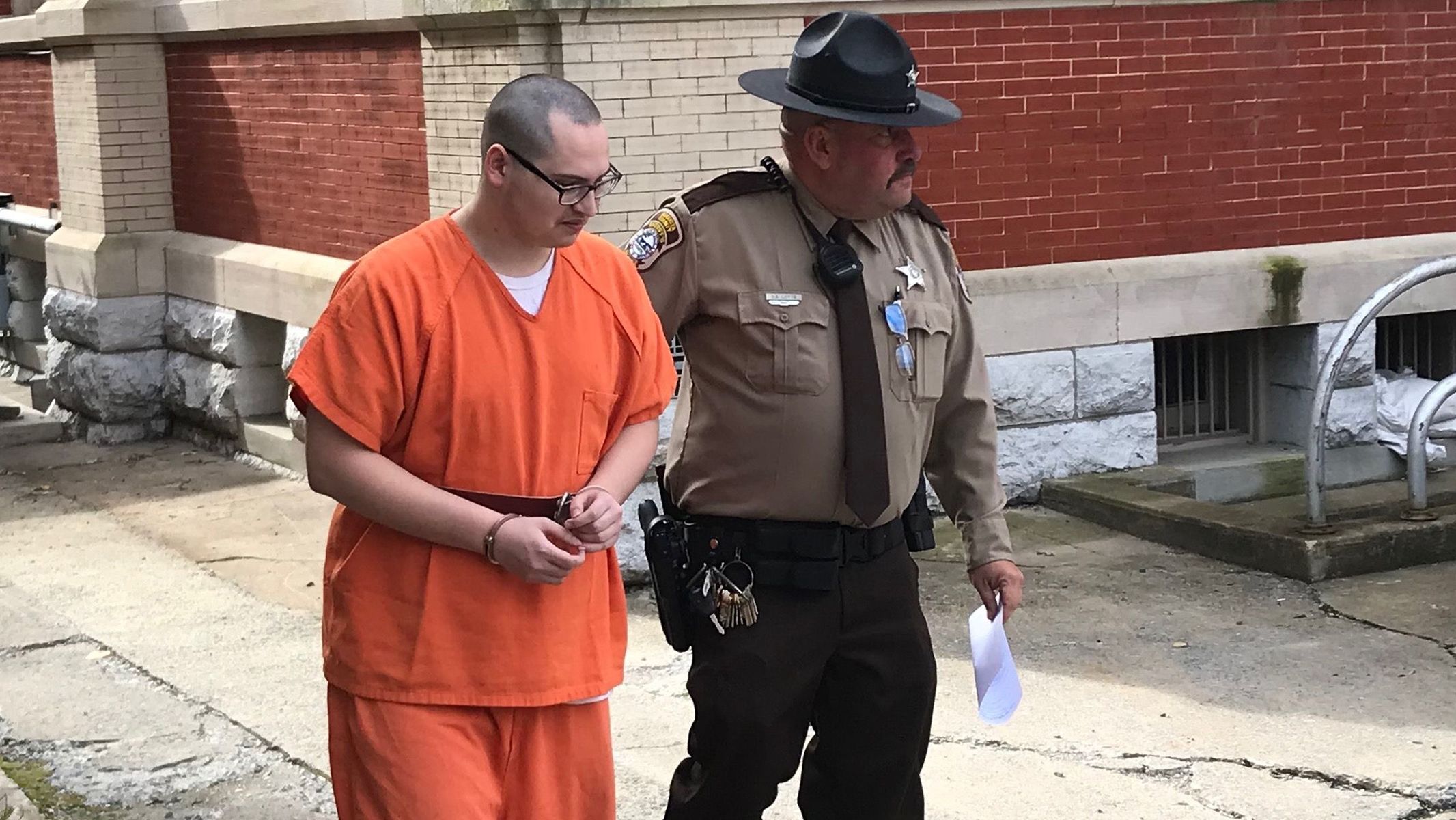 Devon Fauber, then 21, leaves the Augusta County, Virginia, courthouse in November 2018 after pleading guilty to trying to hire a hitman to kill three people. 