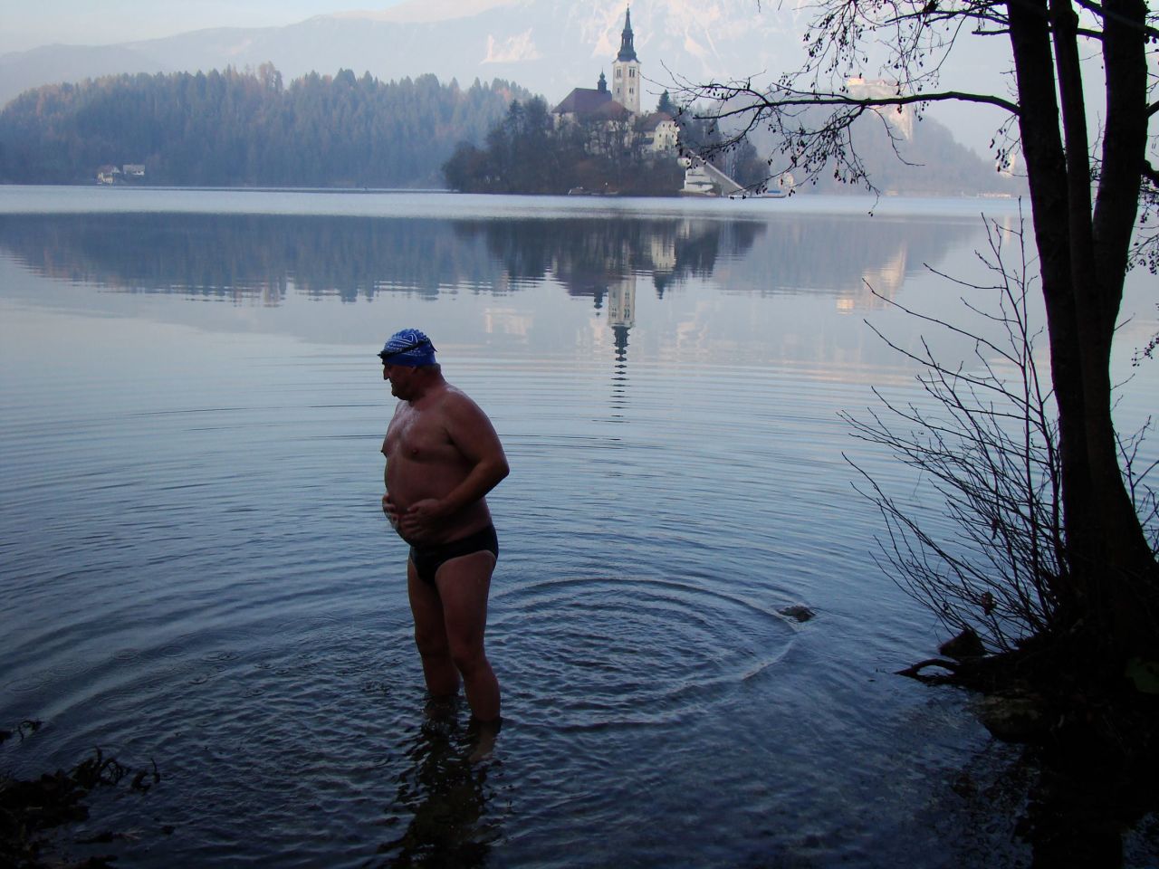 Now aged 67, Slovenian Martin Strel has held multiple world records for swimming the world's longest rivers, including the Amazon, Yangtze and Mississippi. He's pictured training in Lake Bled, Slovenia, in preparation for next year's World Swim, which will cover around 6,835 miles. 