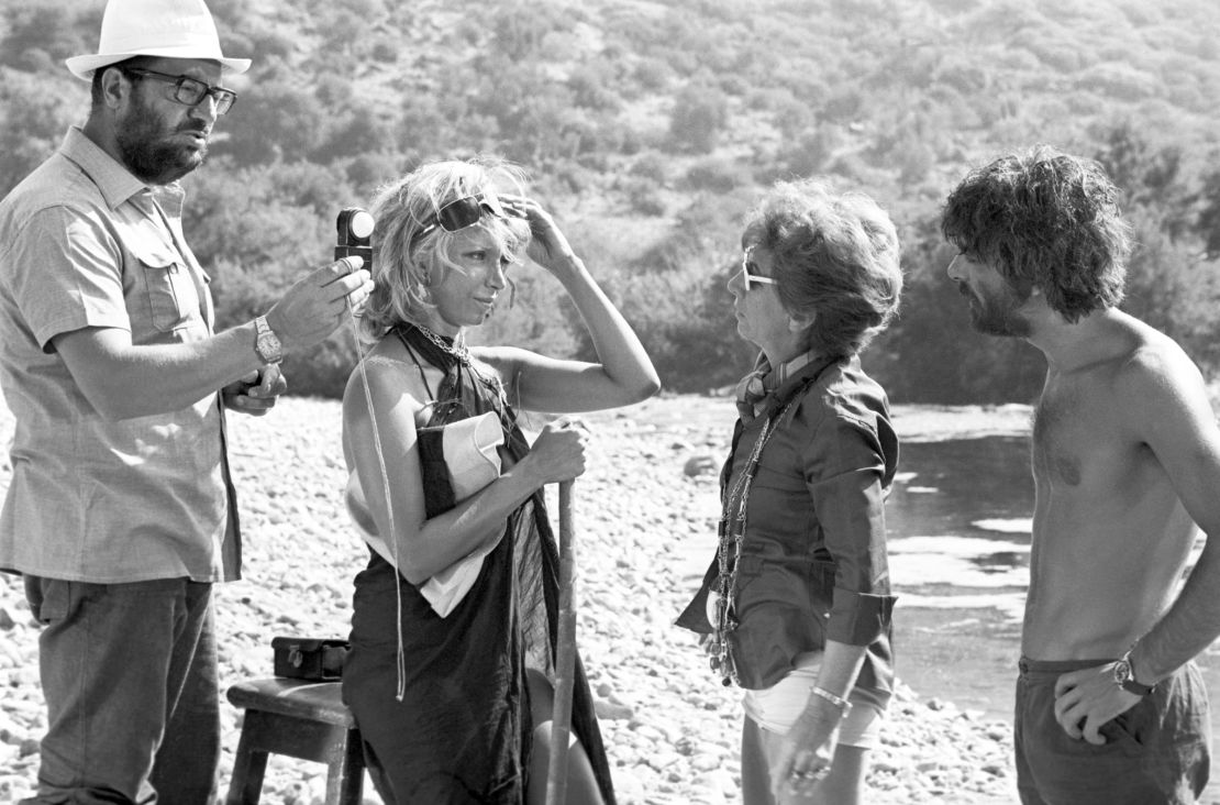 Lina Wertmuller, second from right, directs Mariangela Melato and Giancarlo Giannini on the set of "Swept Away."