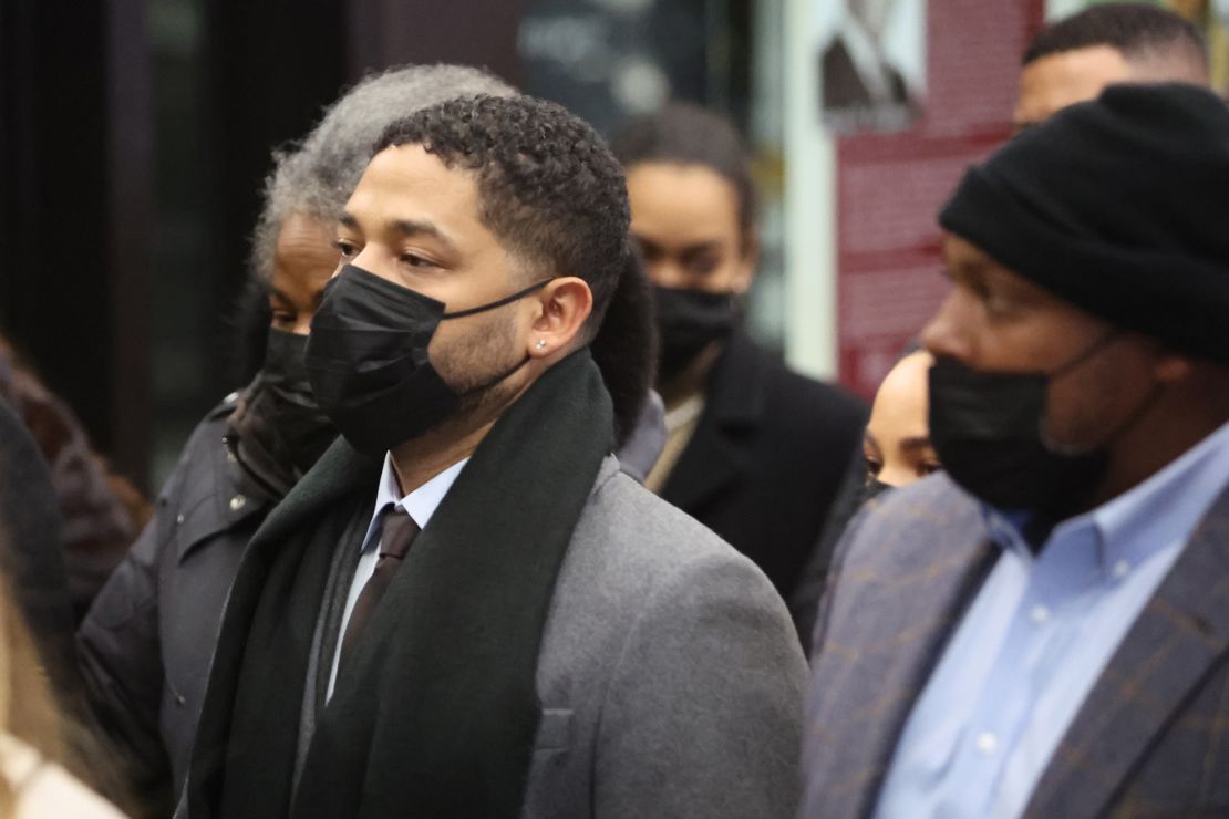 Jussie Smollett arrives at the Chicago courthouse on December 9, 2021.