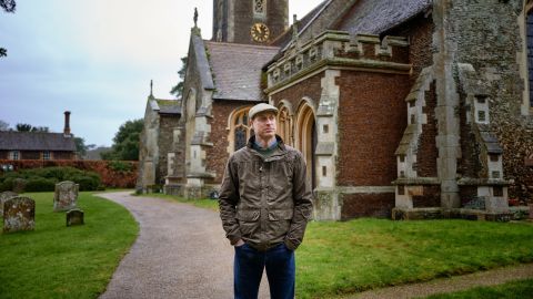 Prince William walks near St. Mary Magdalene Church on the Sandringham Estate in Norfolk.
