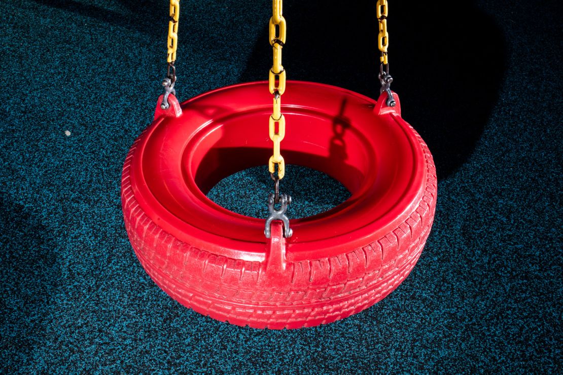 A tire swing at a playground dedicated to Allison Wyatt in Norwalk, Connecticut. Red was her favorite color.