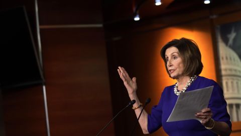 Pelosi speaks during a weekly news conference in February 2020.