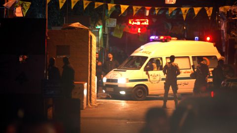 An ambulance enters the Burj Shamali Palestinian refugee camp, in the southern port city of Tyre, Lebanon, Friday, 10 December.