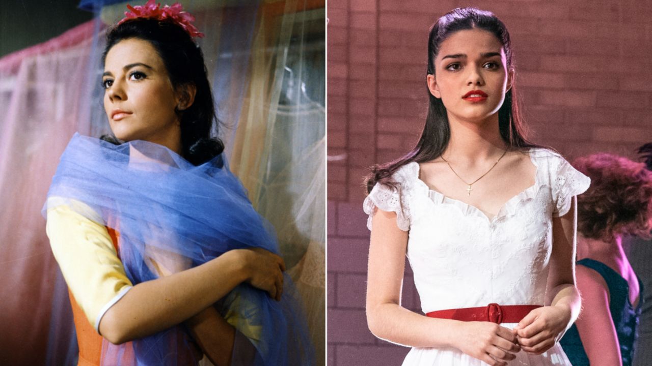 Natalie Wood, left, played Maria in the original film of "West Side Story." Rachel Zegler, right, plays her in the new movie.