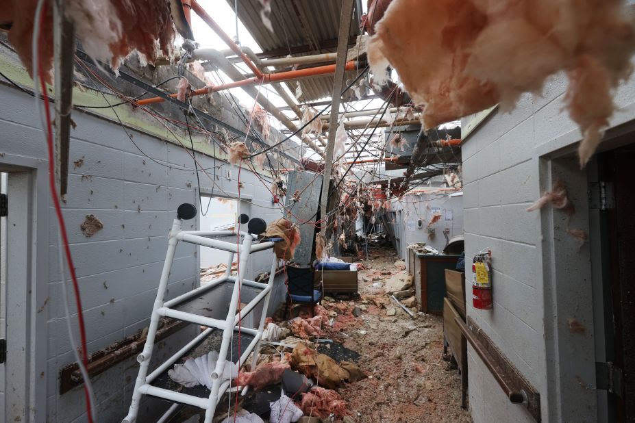 Severe damage at the Monette Manor nursing home in Monette, Arkansas, is seen on Saturday. In the northeastern Arkansas city, at least one person died after a tornado damaged the nursing home Friday night, trapping others inside before they were rescued. At least 20 people were injured at the facility, Mayor Bob Blankenship told CNN.