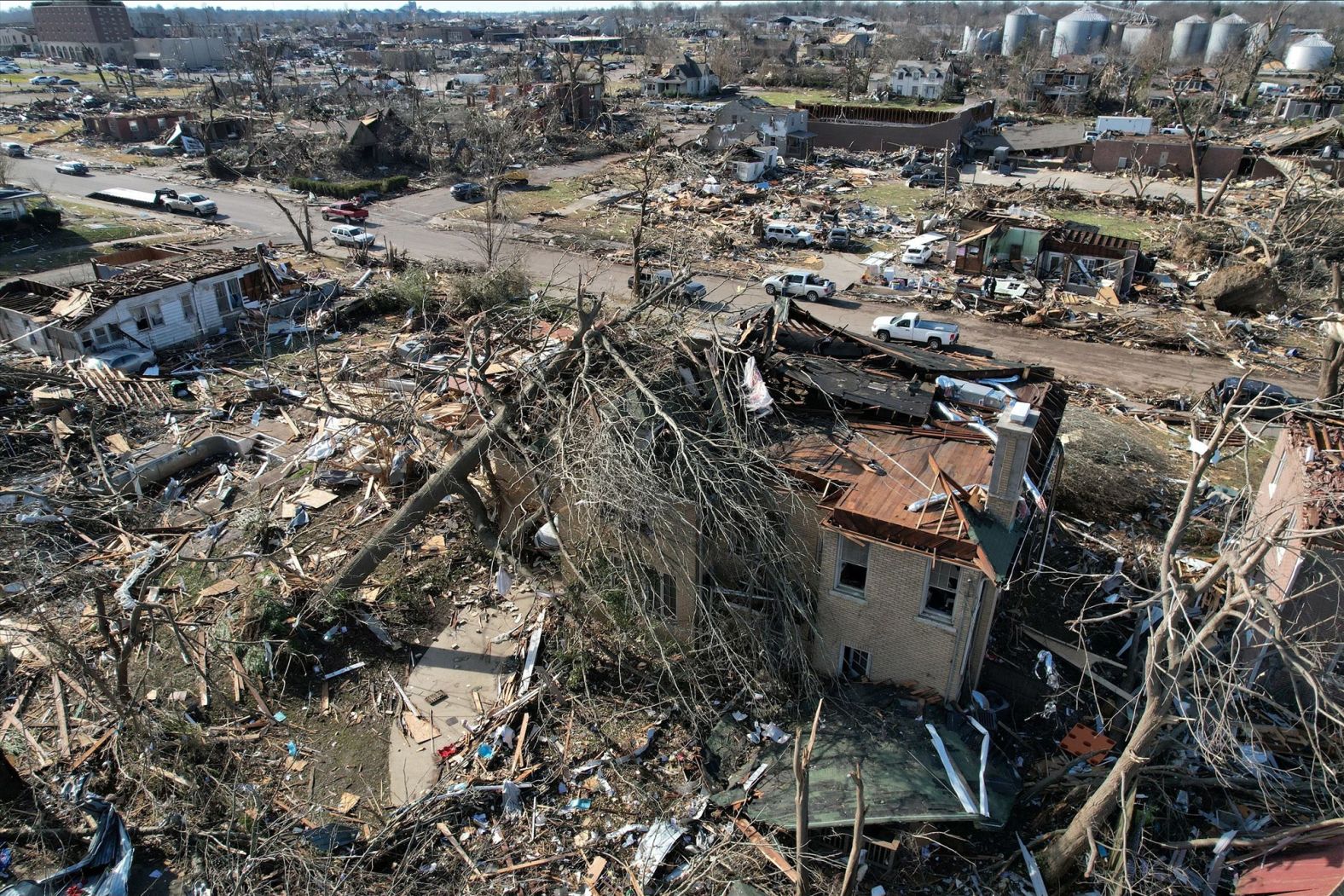 Destruction is seen in Mayfield on Saturday, December 11.