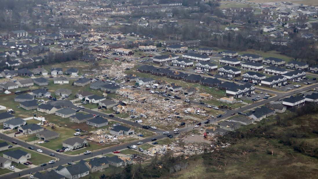 A trail of destruction is seen in Bowling Green.