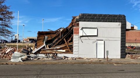 The Good News Shoppe after it was destroyed by a tornado.