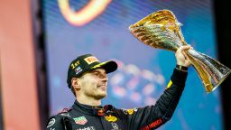 ABU DHABI, UNITED ARAB EMIRATES - DECEMBER 12: Max Verstappen of Red Bull Racing and The Netherlands celebrates becoming the 2021 Drivers World Champion during the F1 Grand Prix of Abu Dhabi at Yas Marina Circuit on December 12, 2021 in Abu Dhabi, United Arab Emirates. (Photo by Peter Fox/Getty Images)