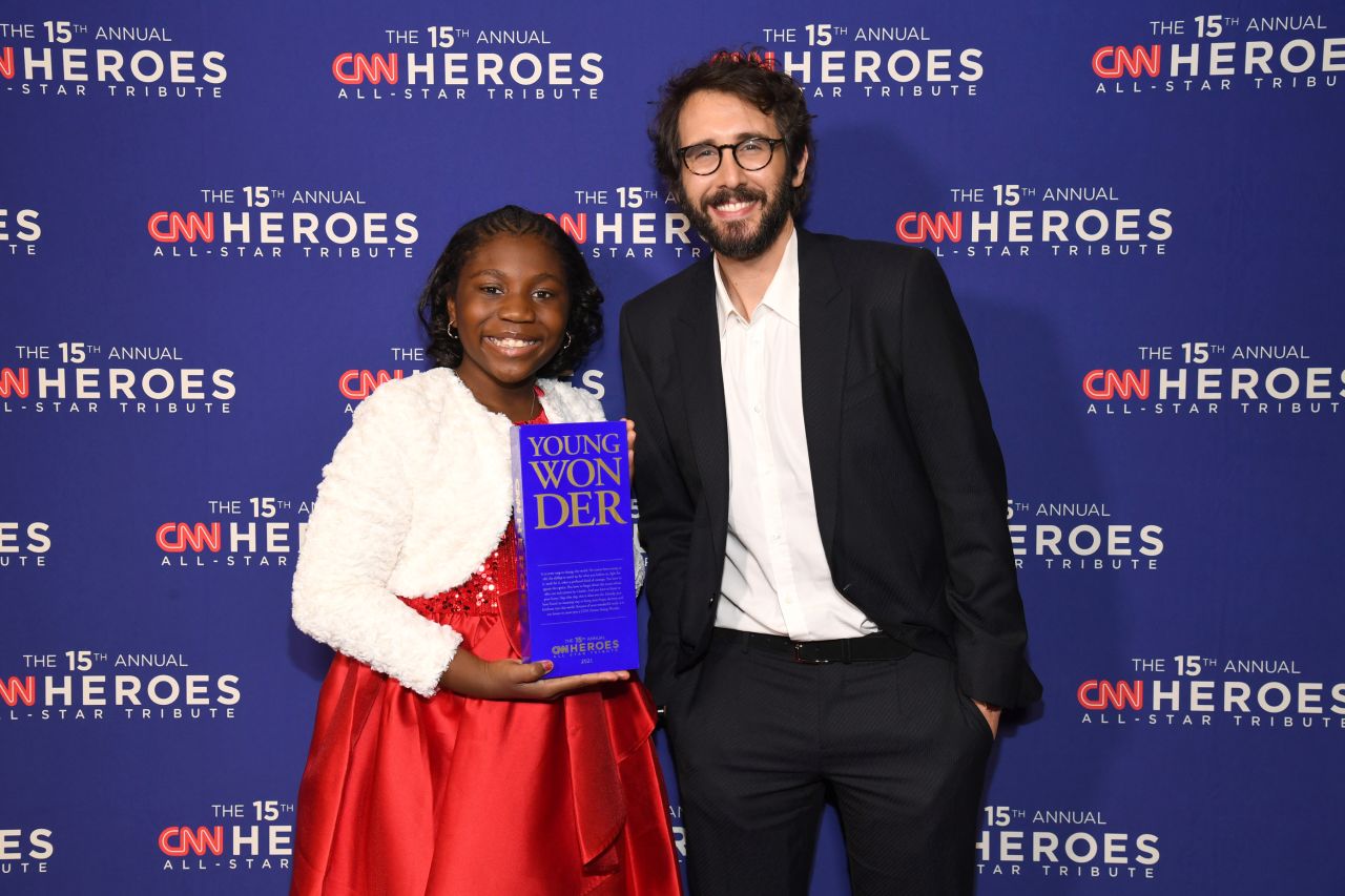 2021 Young Wonder Chelsea Phaire and Josh Groban pose backstage. On her 10th birthday, Chelsea asked her family and friends to give her art supplies to donate instead of presents. Her vision was to help children cope by expressing their feelings through art. That was the start of this 12-year-old's non-profit Chelsea's Charity.