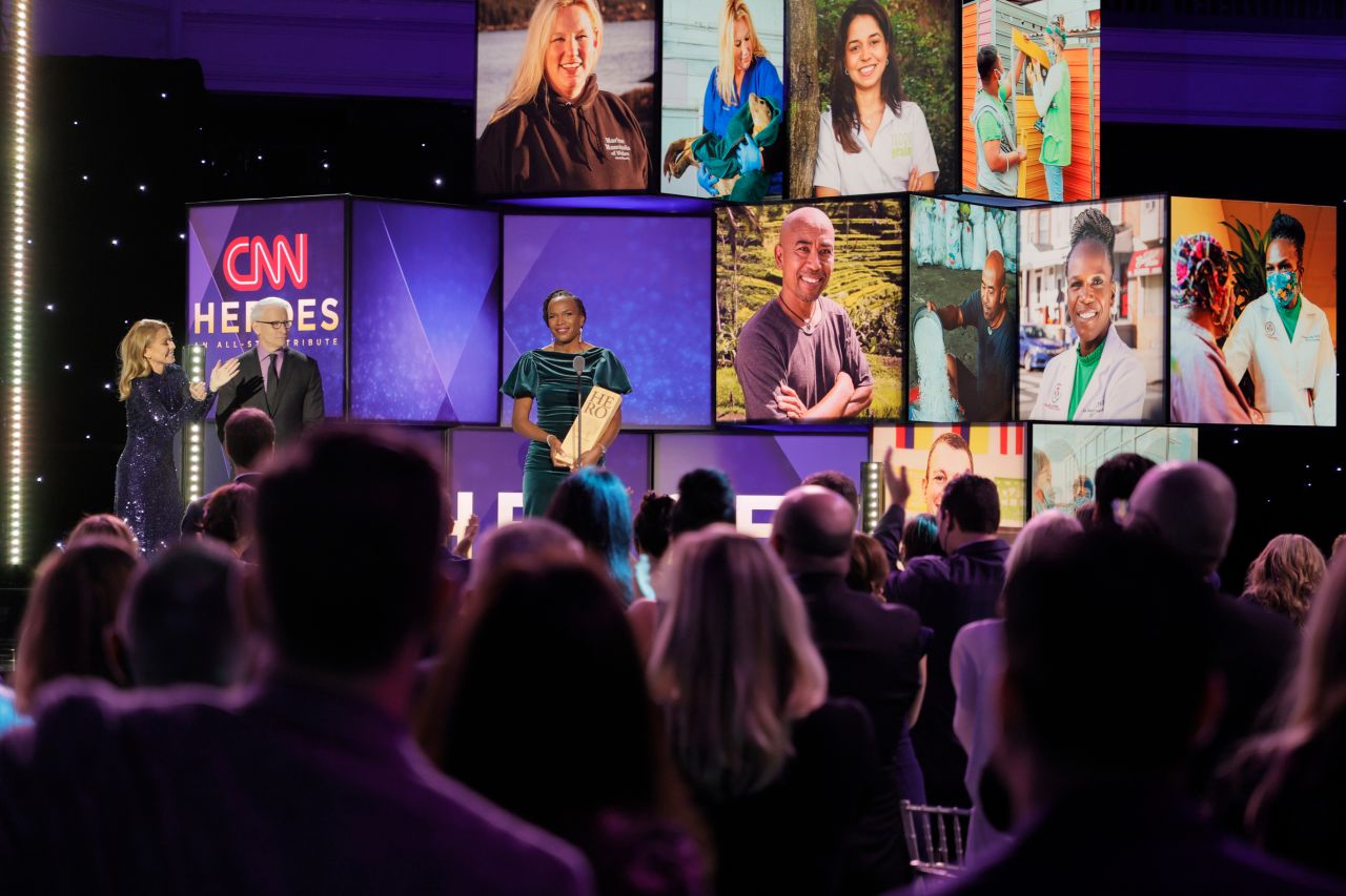 2021 CNN Hero Dr. Ala Stanford speaks onstage after accepting her award. Since April 2020, Dr. Ala Stanford's group, the <a href="https://blackdoctorsconsortium.com/" target="_blank" target="_blank">Black Doctors Covid-19 Consortium</a>, has brought testing and vaccines to more than 75,000 residents of Philadelphia's minority neighborhoods.