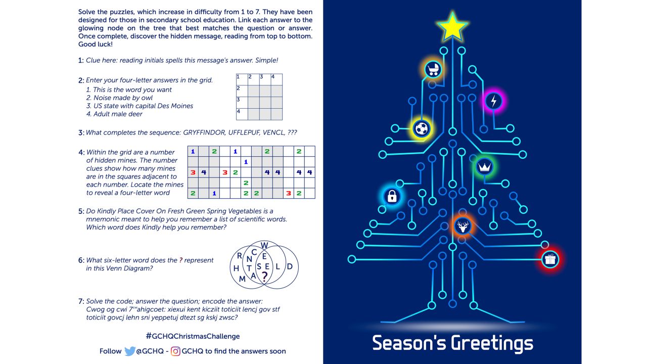 Britain's GCHQ spy agency releases Christmas puzzle for kids | CNN