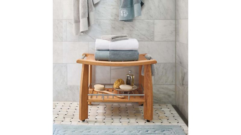 Frontgate teak shower outlet bench