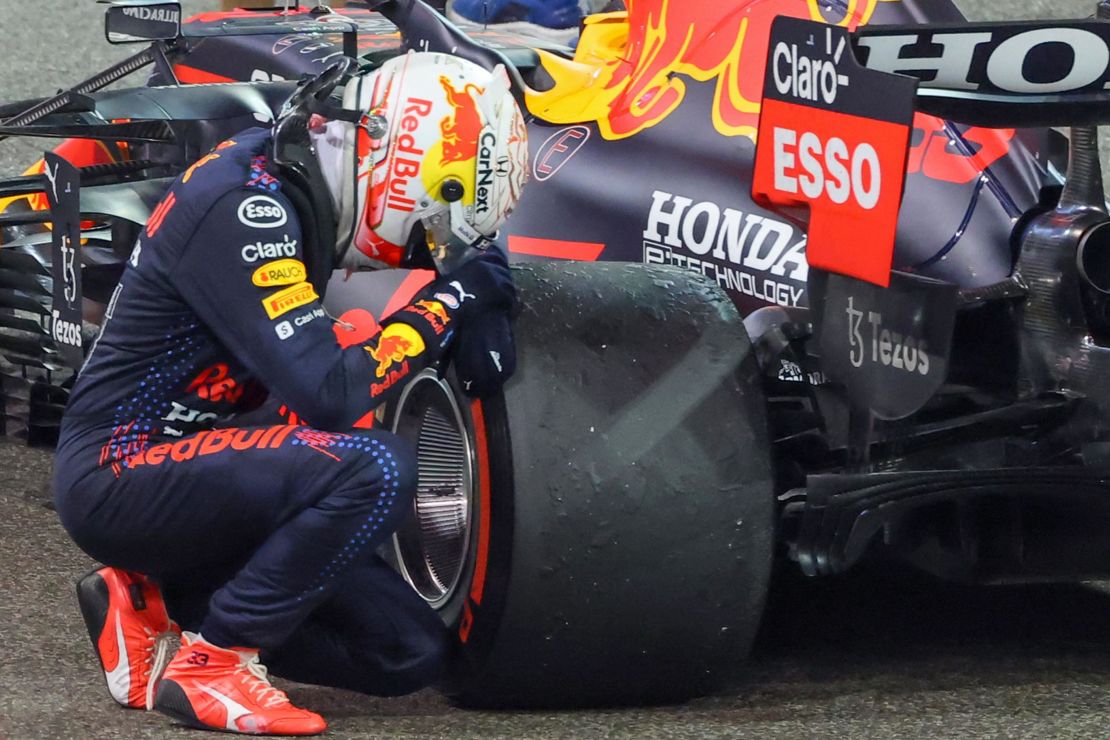 Max Verstappen celebrates after winning the Abu Dhabi Grand Prix.