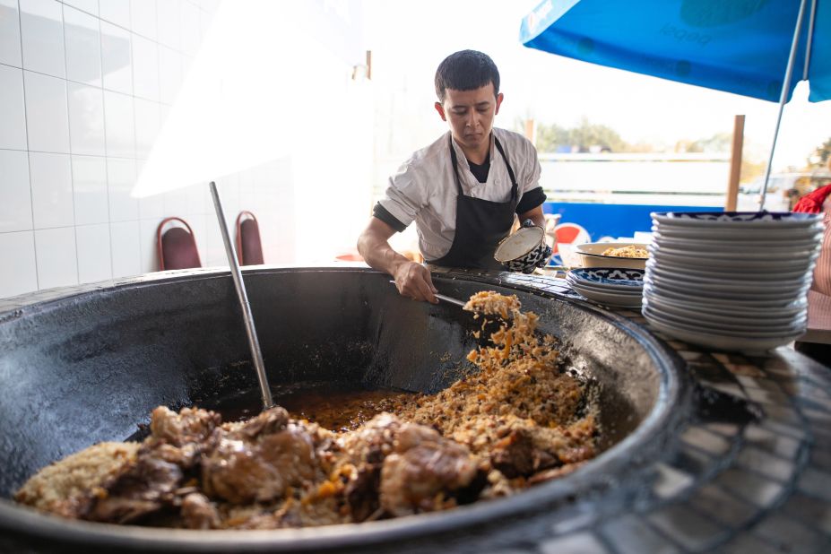 The Plov Centre is the place to try a local speciality -- pilaf. It's a traditional food consisting of rice, carrots and meat, often cooked in a cast-iron pot.