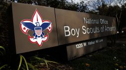 A sign for the National Office outside the Boy Scouts of America Headquarters on February 4, 2013 in Irving, Texas. 