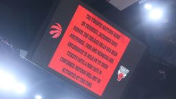 TORONTO, ON- DECEMBER 13  -  Fans are reminded that the game Thursday December 16th is postpones because of COVID-19 protocols affecting the Chicago Bulls as the Toronto Raptors play the Sacramento Kings at Scotiabank Arena in Toronto. December 13, 2021.        (Steve Russell/Toronto Star via Getty Images)