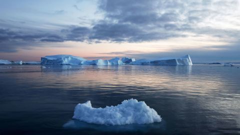 Icebergs from the Sermeq Kujalleq glacier float in the Ilulissat Icefjord on September 5, 2021 in Ilulissat, Greenland. 2021 will mark one of the biggest ice melt years for Greenland in recorded history. 