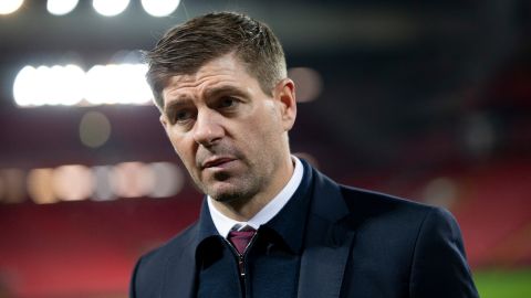 Gerrard during Villa's game at Liverpool on Saturday.