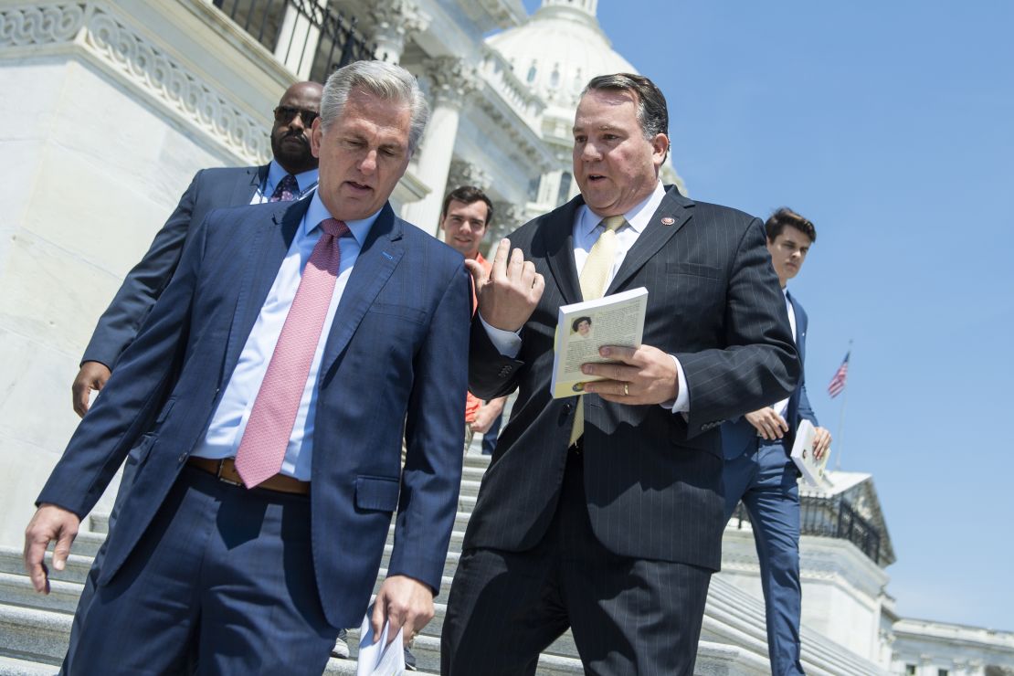 House Minority Leader Kevin McCarthy and Rep. Alex Mooney in May.