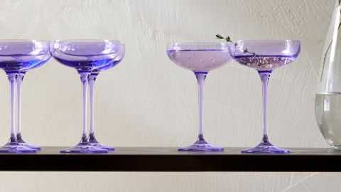 Estelle Colored Glass Champagne Coupe, Set of 6