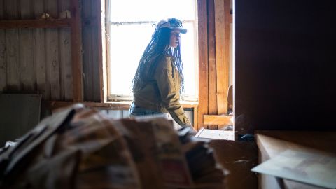 Deydra Steans stands inside the old "Kactus Korral" facility in Luling, Texas, last month.  