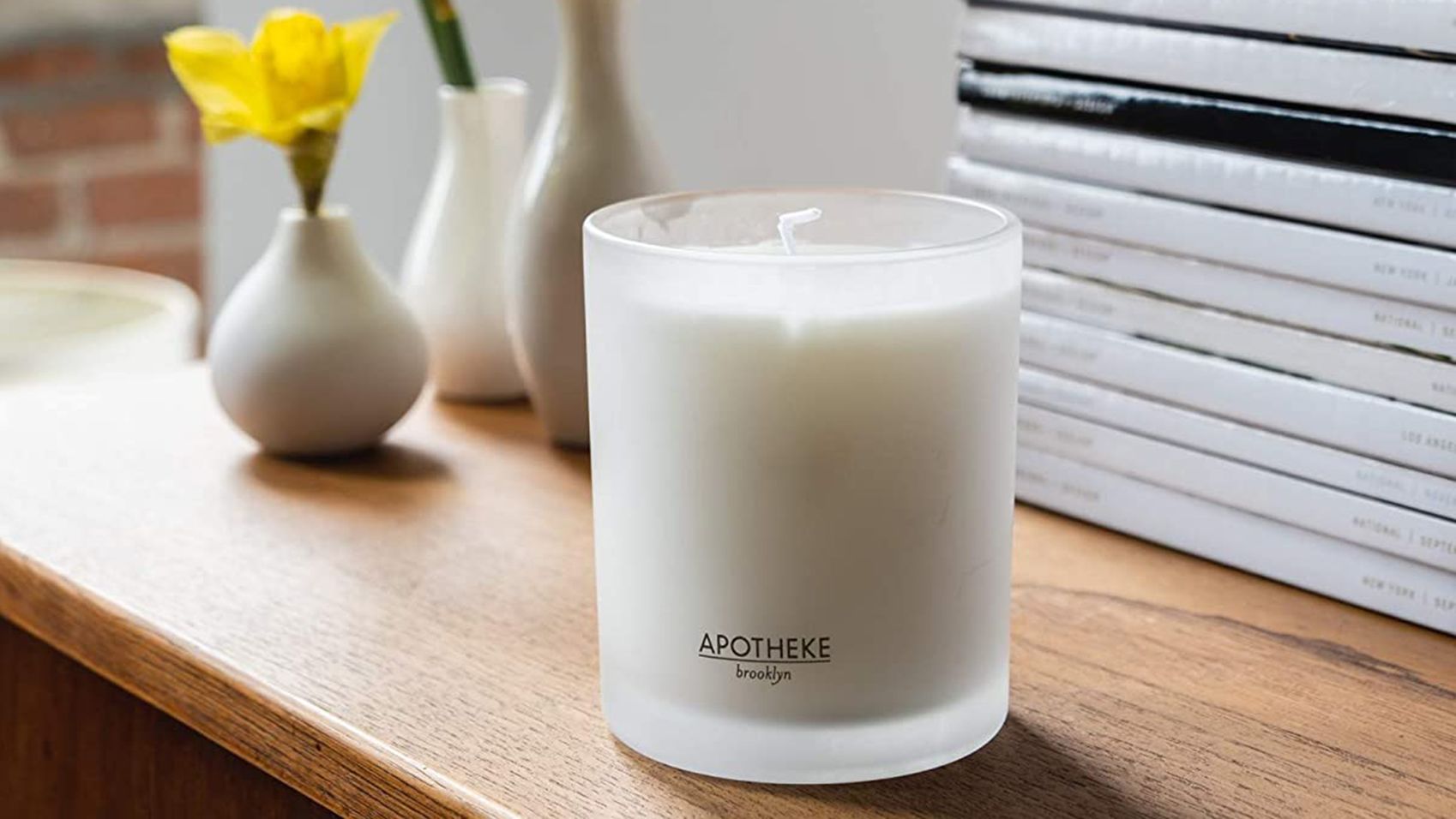 Winter White Baltic Glass Candle
