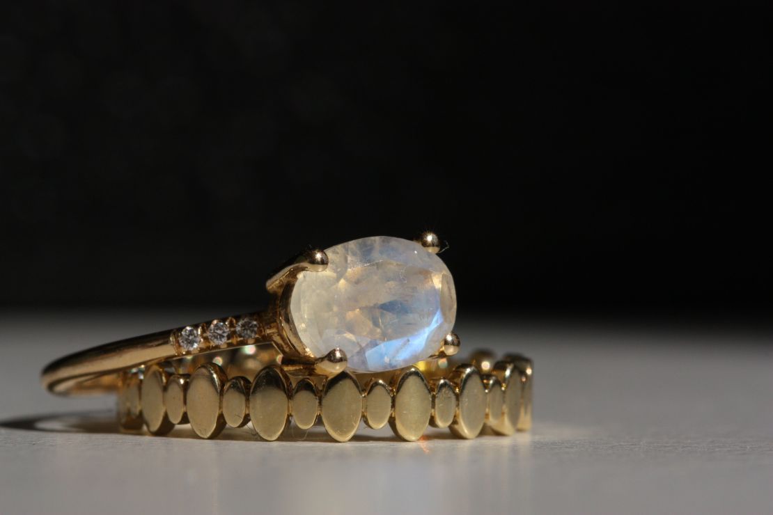 A moonstone ring by Jennie Kwon, offered by Catbird. Leigh Batnick Plessner of Catbird says engagement rings don't "have to follow rules or traditions."