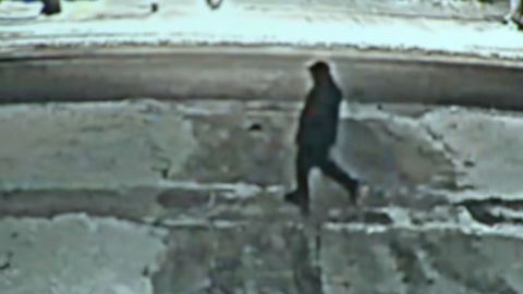 A close-up of a shadowy figure recorded on a surveillance camera near Sherman's home.