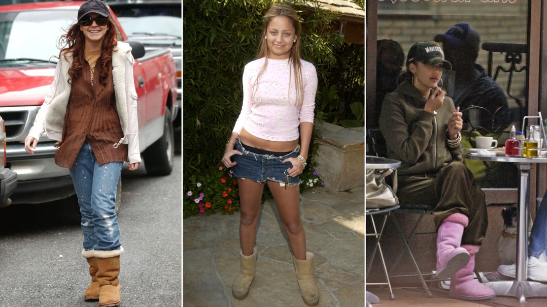 Lindsay Lohan, Nicole Richie and Jessica Alba wearing Uggs in the early noughties.