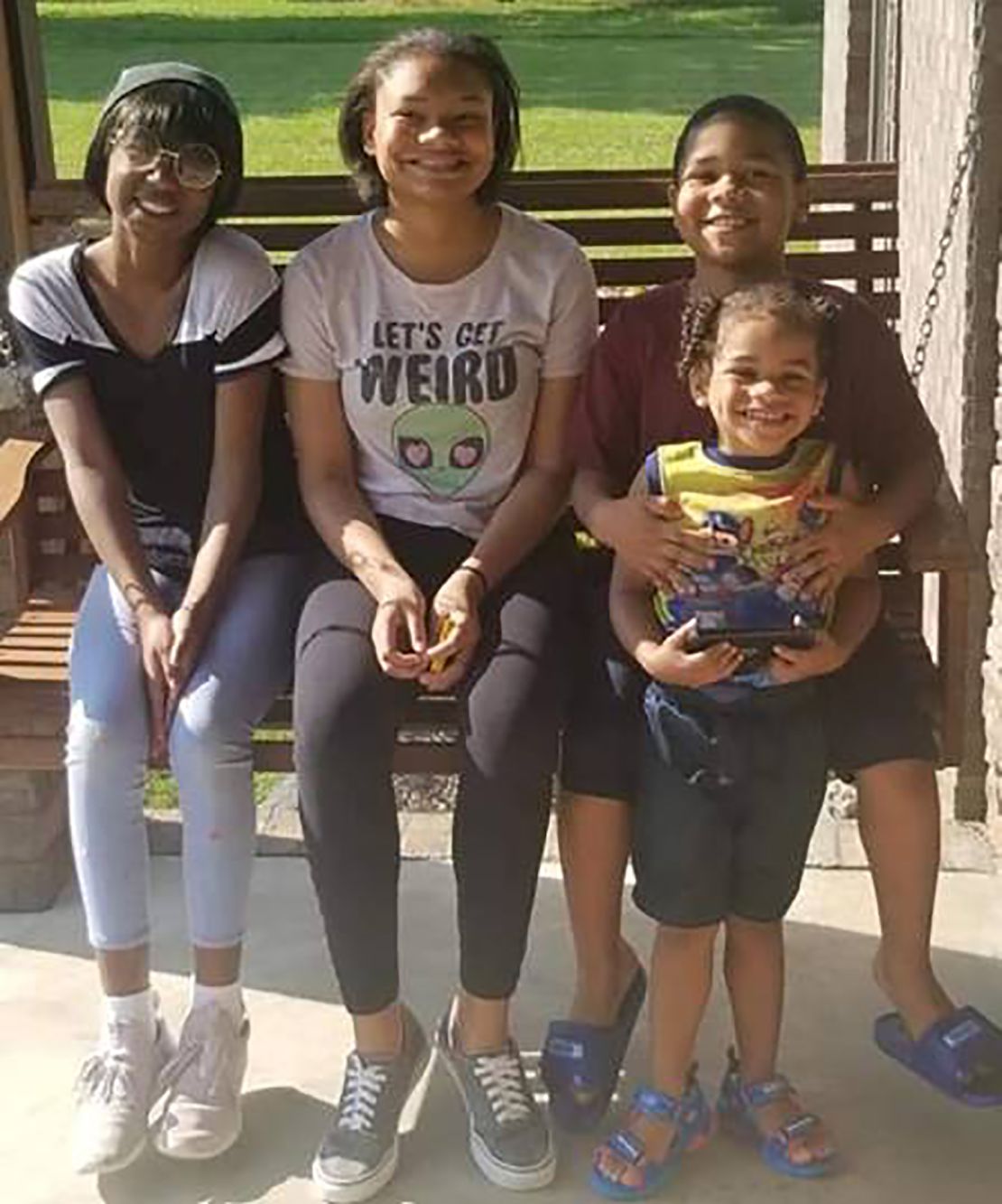 From left, Nyssa Brown 13 (missing), Nariah Brown 16, Nolynn Brown 8, Nyles Brown 4