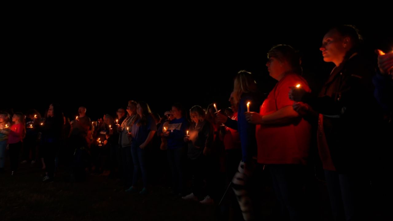 A candlelight vigil was held Tuesday in Mayfield, Kentucky.