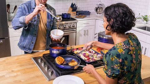 Granite Stone Diamond Blue Pots and Pans, 5-Piece Set