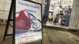 A pharmacy in New York City offers vaccines for COVID-19, flu, shingles and pneumonia on December 6, 2021.