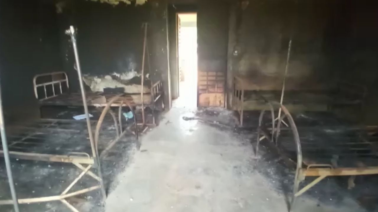 Beds inside the local health clinic were burnt. 