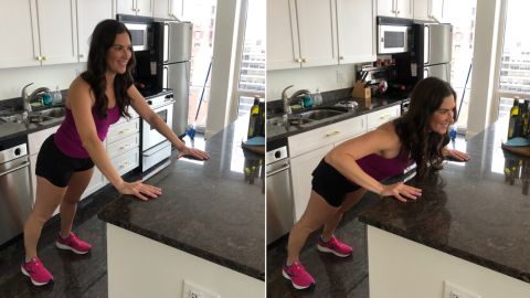 Stephanie Mansour, host of "Step It Up With Steph" on PBS, demonstrates counter push-ups that you can fit in while baking holiday cookies.
