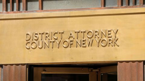 The entrance to the The New York County District Attorney's office at 1 Hogan Place  in Manhattan.