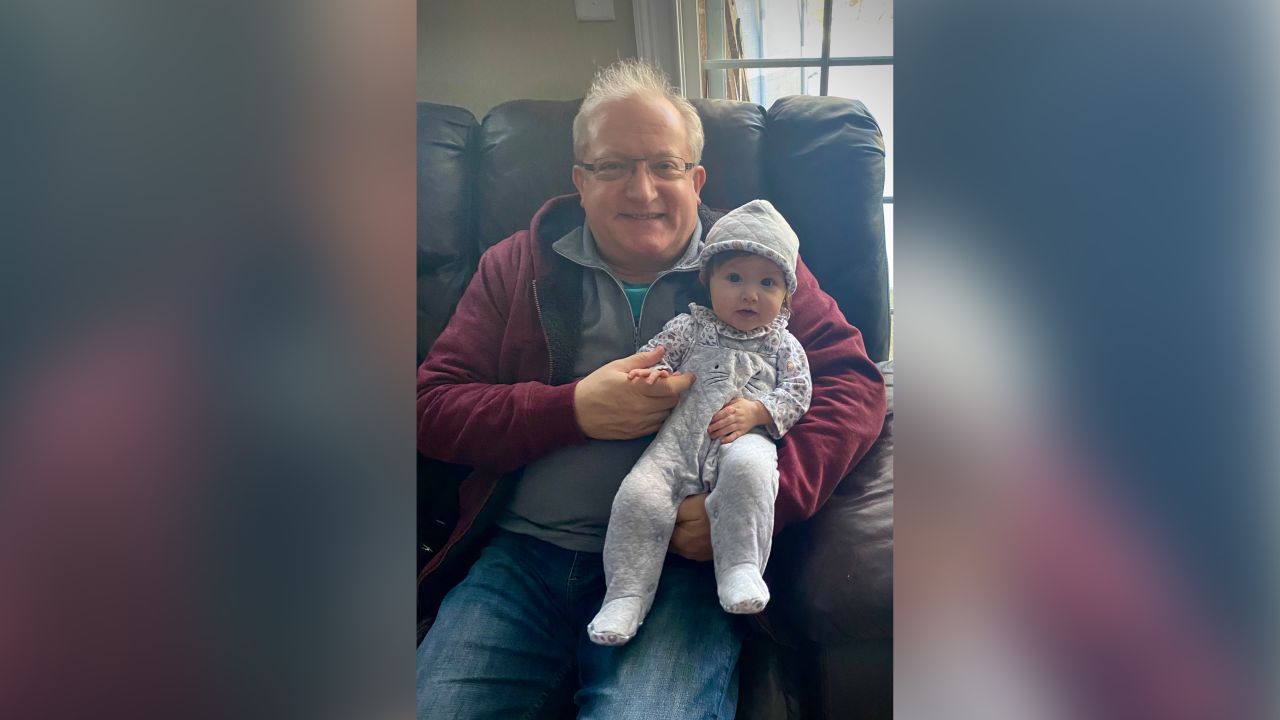 Aurdey Wendt's uncle, John Ziehm, with his great niece, Halle, in January 2021. 