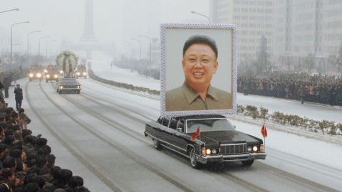 Kim Jong Il's funeral procession drives through Pyongyang on December 28, 2011.