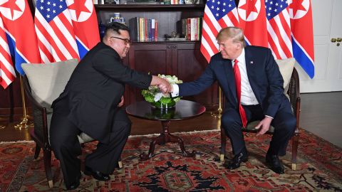 Kim Jong Un met then US President Trump in Singapore on June 12, 2018.