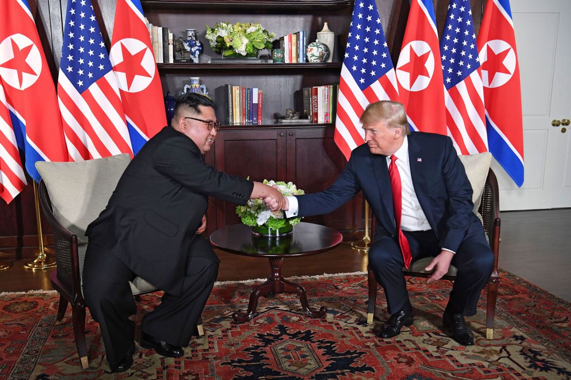 Kim Jong Un met then US President Trump in Singapore on June 12, 2018. 