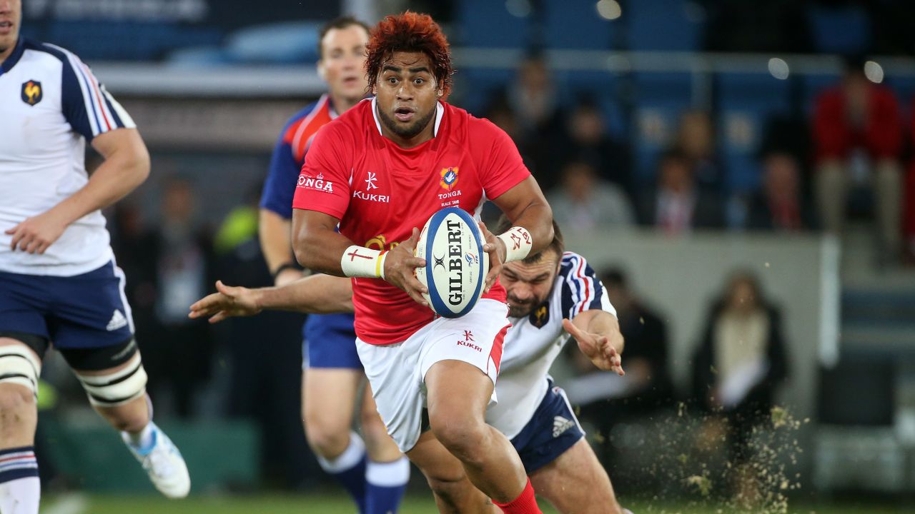 Moa in action during the international match between France and Tonga at the Oceane Stadium on November 16, 2013.