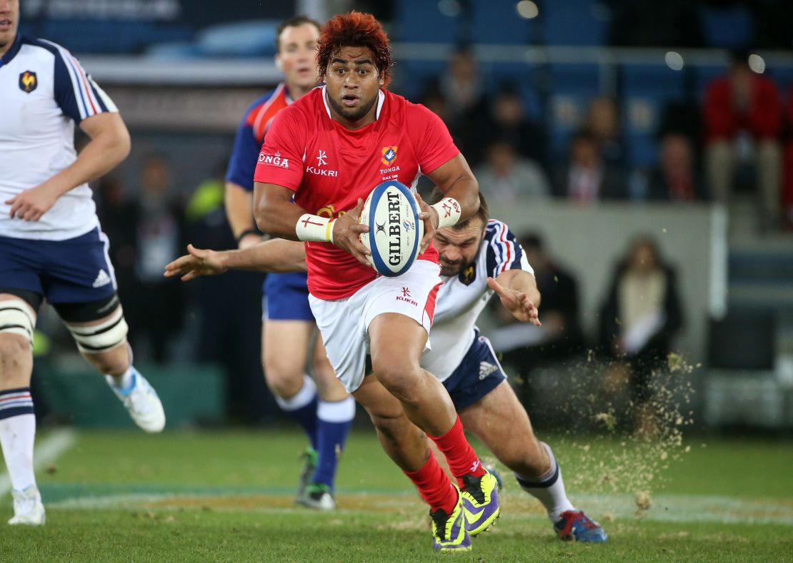 Moa in action during the international match between France and Tonga at the Oceane Stadium on November 16, 2013.