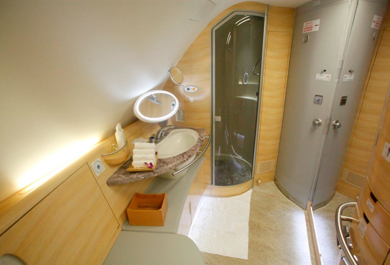 Splashy feature: The A380 has room for showers.