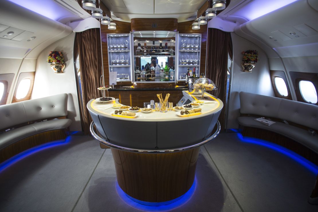 Drink it in: Emirates has been selling off the bar from a retired A380.