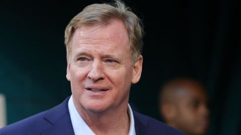 NFL Commissioner Roger Goodell looks on before Super Bowl LIV in 2020.
