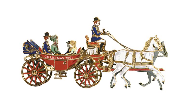 President Andrew Johnson was honored with a three-dimensional ornament based on the carriage rides he used to take out into the countryside.