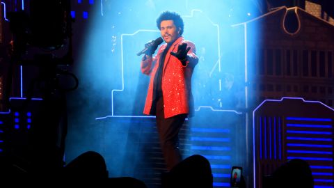 The Weeknd performs during the Pepsi Super Bowl LV Halftime Show at Raymond James Stadium on February 7, 2021, in Tampa, Florida.