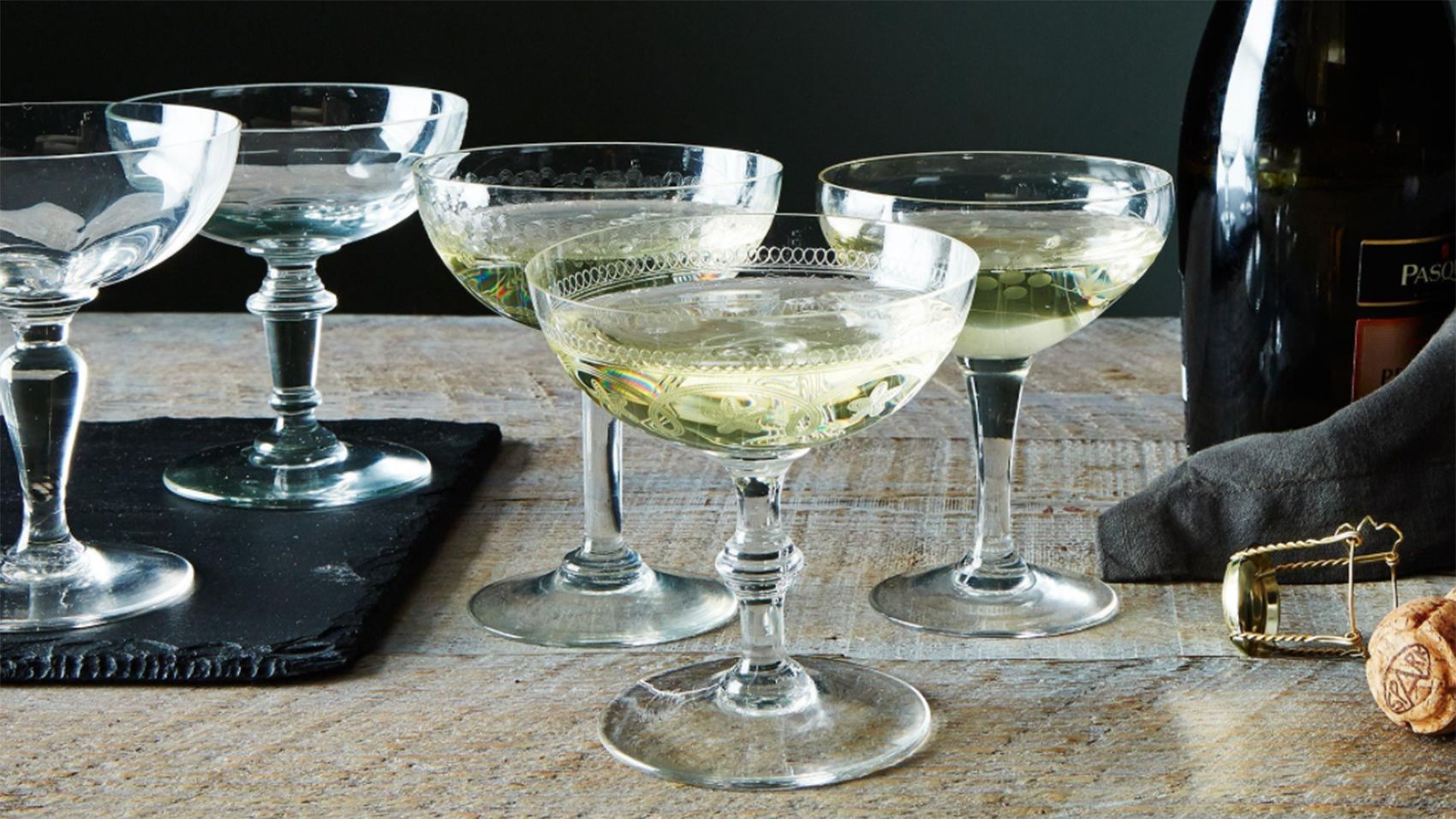 Food52 Vintage-Inspired Etched Martini & Cocktail Glasses - Martini (Set of 4)